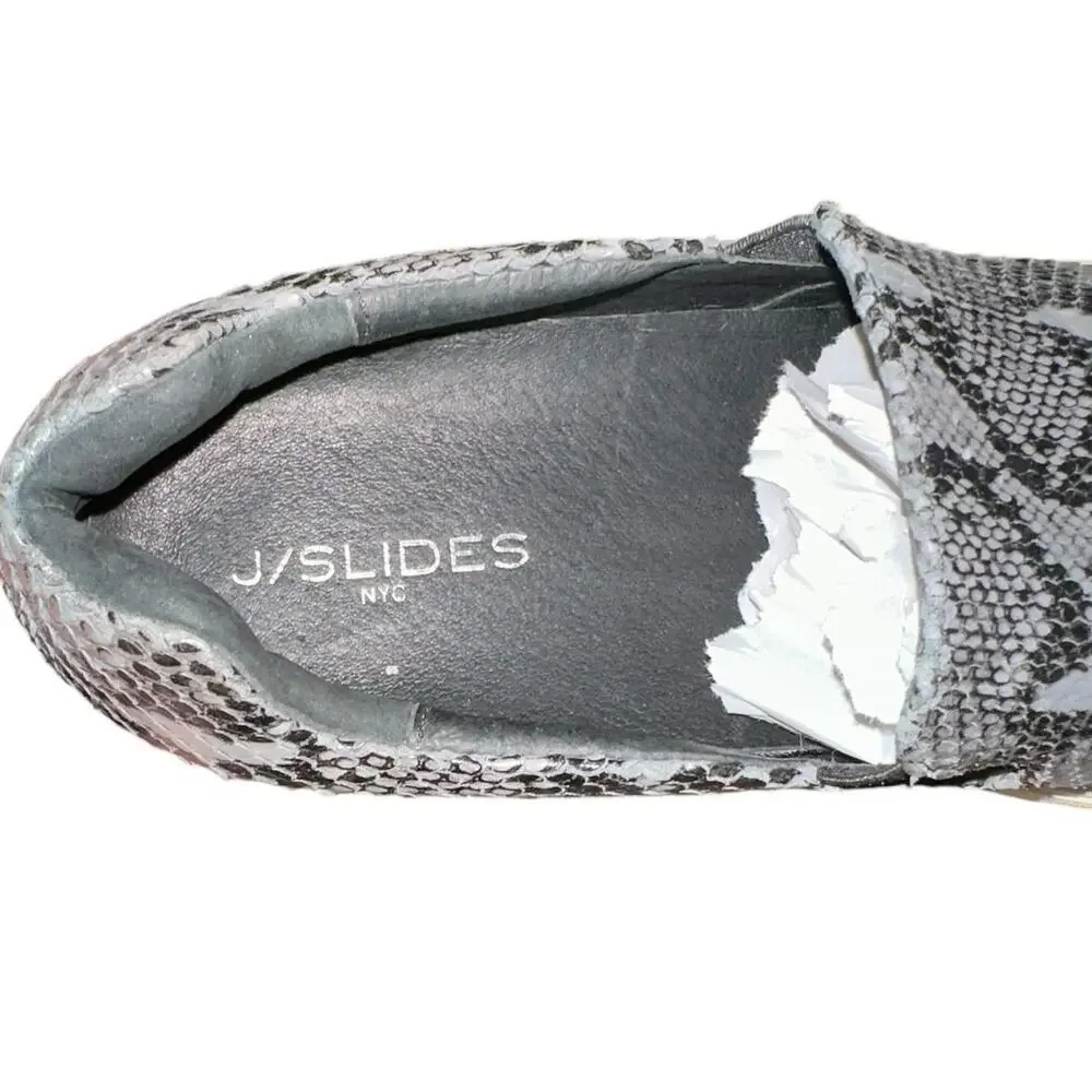 J Slides SlipOn Platform Sneaker Snake-Embossed Cleo Leather Black Size 9.5